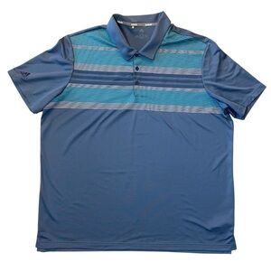 Adidas Men's Blue Stripe Golf Polo Shirt Size 2XL